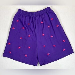 BONWORTH Women's Vintage‎ Red Hat Society Embroidered High Rise Shorts Size M